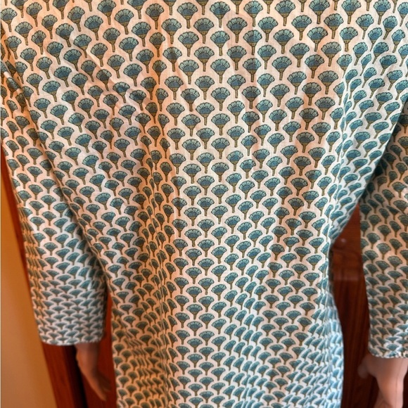 NWT BIBA Kurta Tunic Dress Women Sz 38 Blue Green Floral Print V Neck 1 Piece - Picture 9 of 15